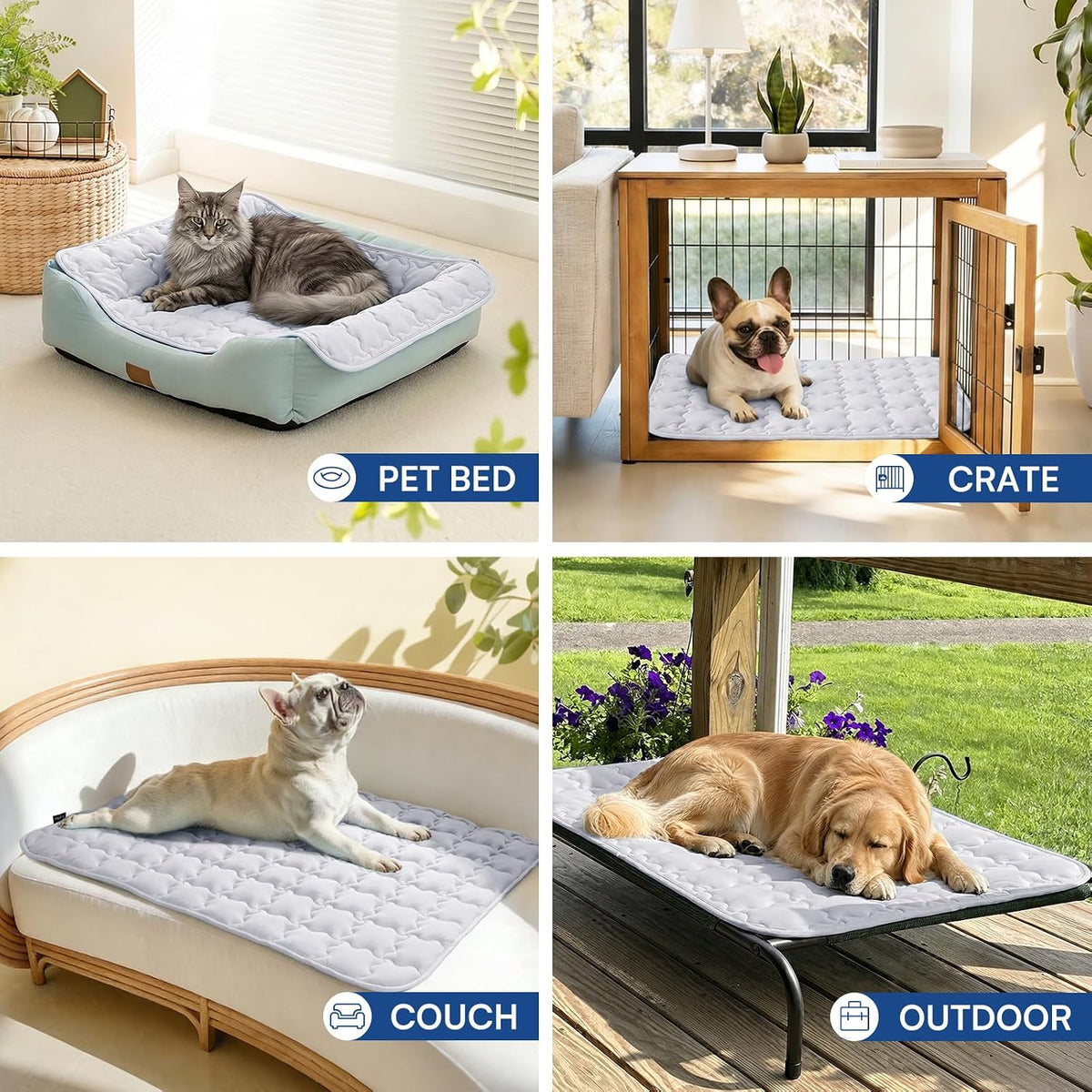Luciphia Dog Cooling Mat, Q-MAX>0.5 Non-Slip Self-Cooling Pad for Pets – Essentials for Dogs - Light Grey / 30x40 inches - image 3