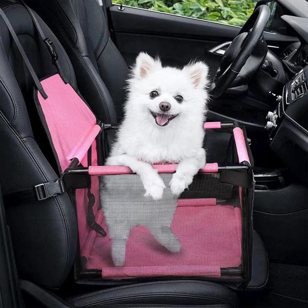 GENORTH Dog Car Seats for Small and Medium Dogs - Cationic Pink / Up to 20 lb