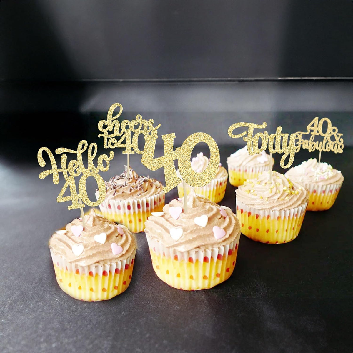 30pcs 16th Birthday Cupcake Toppers - 40th / Gold - image 4