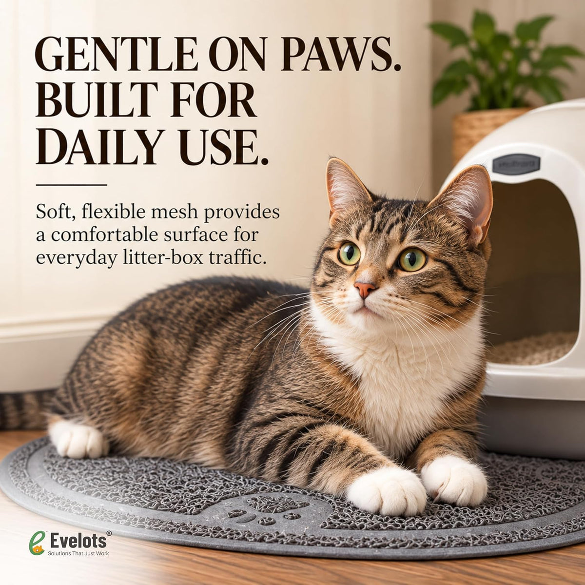 Small Cat Litter Trap Mat, Waterproof, Non-Slip, Washable - Gray / 23.5"L x 14.5"W - image 3