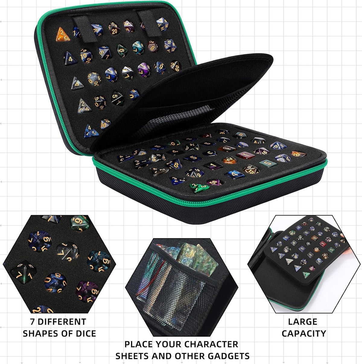 Aoriher 1 Pcs Dice Case with Removable Slotted Tray - Red,Green - image 4
