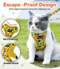 Cat Harness and Leash Set, Escape Proof Kitten Harness, Black - H604 Pro Bright Yellow / Small (7-12lb) - image 2