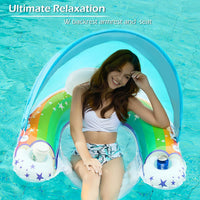 Jasonwell Pool Float with Canopy - rainbow / X-Large - image 3