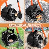Lukovee Dog Pooper Scooper, 37.4" Long Adjustable Metal Handle Swivel Bin & Rake & Spade Kit with 20 Poop Bags, Portable Dog Non-Breakable Poop Scooper for Gravel Yard Lawn Grass, Orange