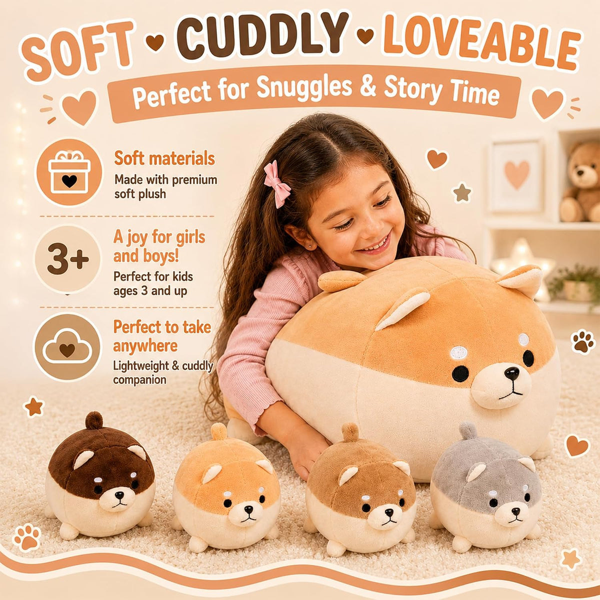 PixieCrush labradoodle stuffed animal pillow with 4 surprise plush puppies inside - view 22
