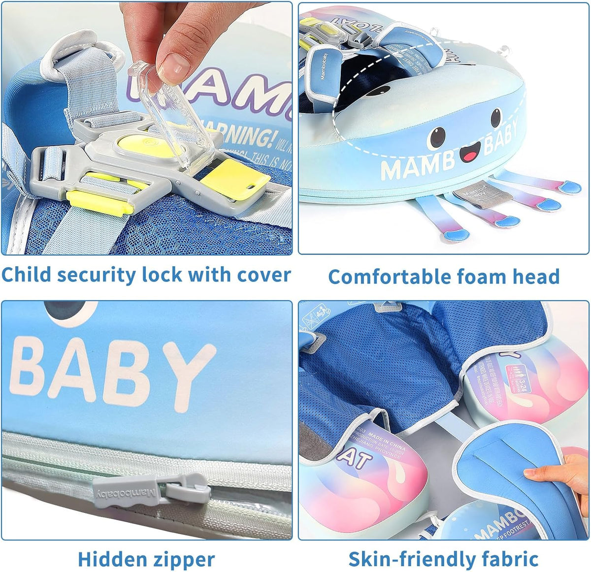 Mambobaby Float with Canopy Size Improved Non Inflatable Infant Baby - Jellyfish Purple - image 4