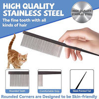 Grooming Pet Comb Rat Tail Dematting Cat and Dog Comb，Rounded Ends Design for Safe Tangle Removal, Hairstyling, Massage，Loose Hair Removal，Prevent Irritation，Fluffing Paws,Face,Tail,Remove Tear Stain