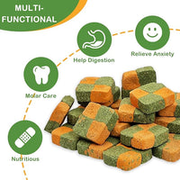 Fhiny 24 PCS Rabbit Chew Toys, Natural Timothy Hay Carrot Biscuit Handmade Bunny Molar Toys for Teeth Small Animal Snacks for Rabbits Guinea Pigs Chinchillas Hamsters Gerbils