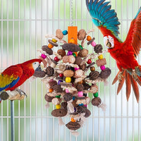 Deloky Large Parrot Bird Chewing Toys, Natural Nuts Corn Parrot Tearing Toy, Wooden Bird Cage Toy for African Grey, Macaws Cokatoos, Amazon Parrots and Other Large Birds