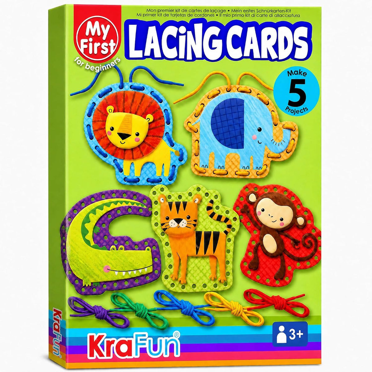 KRAFUN Princess, Unicorn & Mermaid Lacing Cards Age 3+ - Safari - Standard