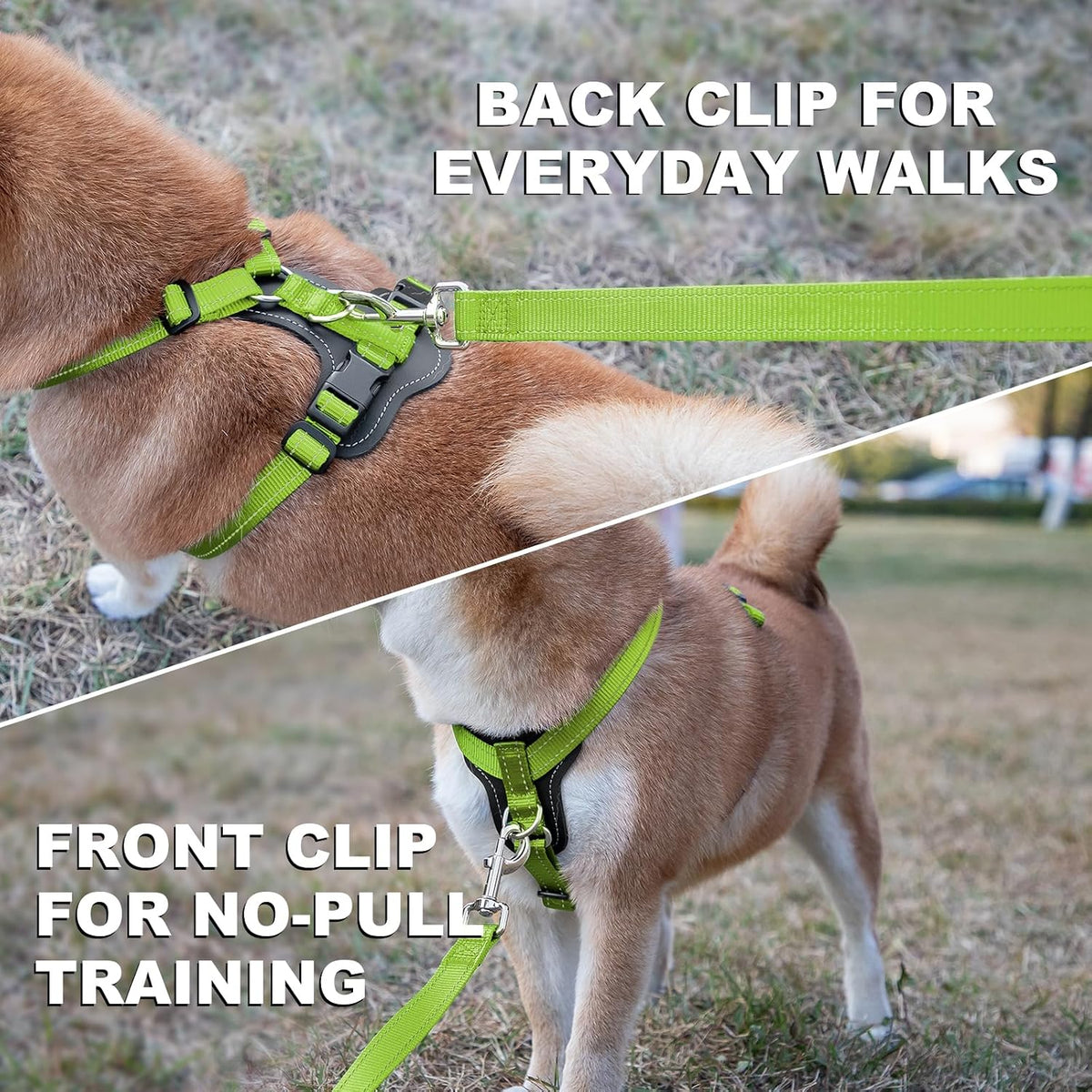 Plutus Pet No Pull Dog Harness with Leather Accents - M / Green - image 3