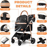 Dog Cat Stroller for Small/Medium Pets - Black - image 4