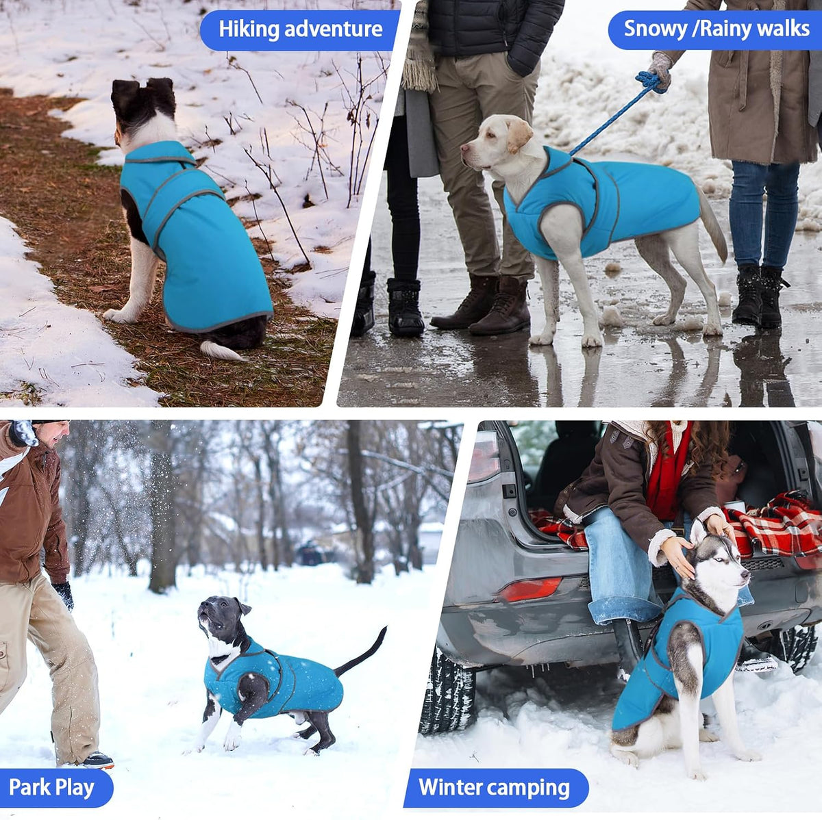 MIGOHI Warm Dog Coat Waterproof Winter Dog Jacket, M - Azure / XXX-Large - image 4