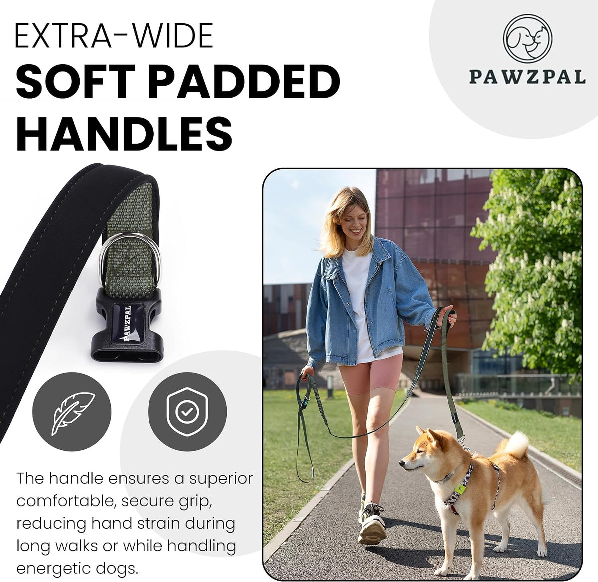 Hands Free Dog Leash, Waist & Crossbody 2-in-1 for Jogging & Hiking – Essentials for Dogs - Olive Green / Large (8–10FT) - image 3