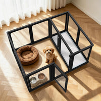 Jalove 12PCS Dog Playpen Clear Puppy Playpen Indoor - Black / 1+1 / 24inch - image 3