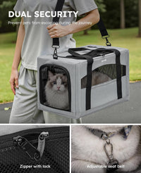 Pecute Cat Carrier Stable, Pet Carrier with Privacy Partition - Gray / 18.5"L x 12.9"W x 11.8"H - image 3