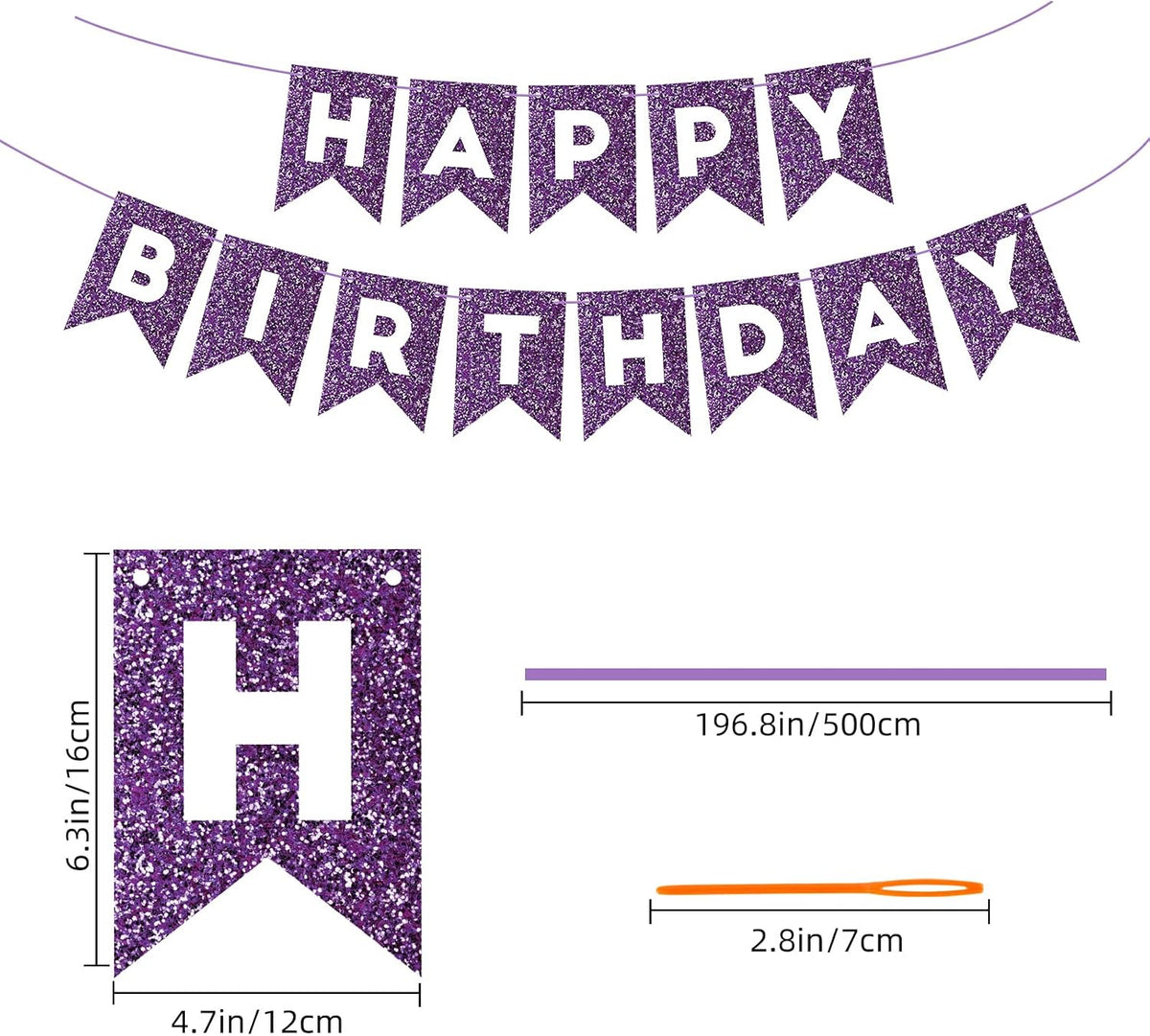Orange Happy Birthday Banner Birthday Sign for Backdrop Happy - Purple - image 2