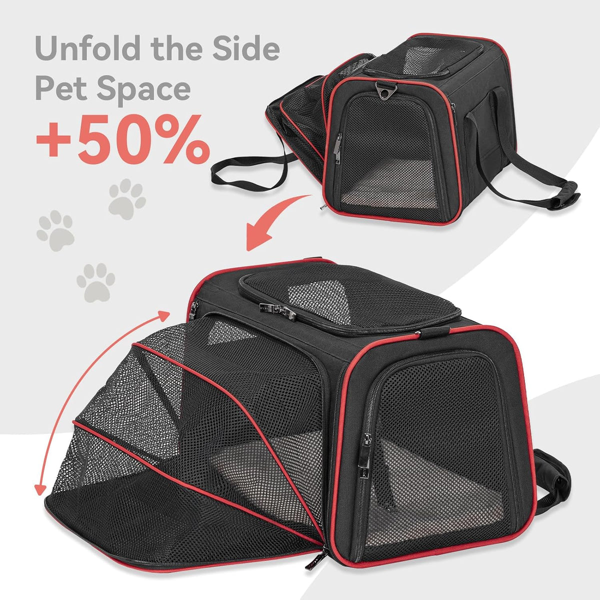 Petsfit Medium Expandable Cat Carrier for Air Travel - 17.0"L x 11.0"W x 11.0"H / Black - image 4