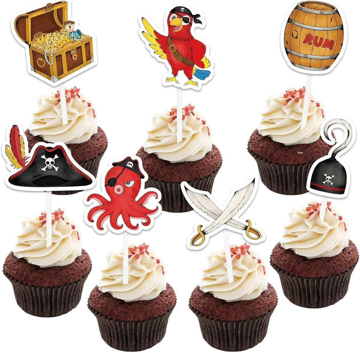 WERNNSAI 36 farm cupcake toppers with cow, pig, sheep, horse and house designs - view 20