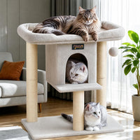 Cat Tree Tower Scratching Post for Indoor Large Adult Cats with Perch - Light Grey / 28 Inches