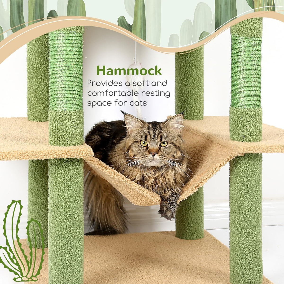 Globlazer Extra Tall Cat Tree Tower for Indoor Cats, F76 - Cactus / 76 inch - image 3