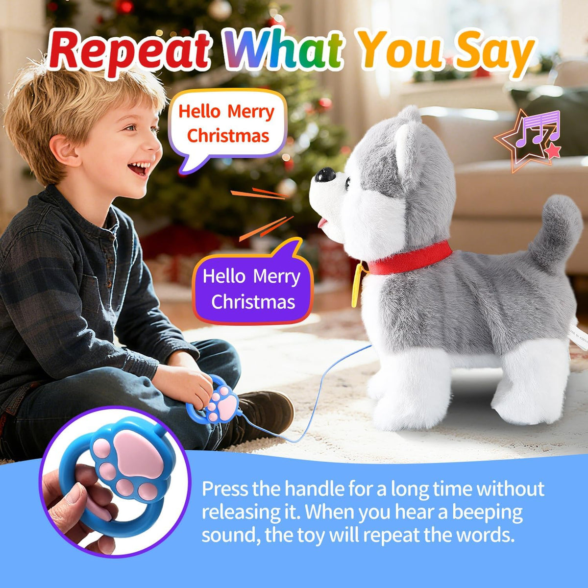 Marsjoy Samoyed Walking Dog Toy for Kids Singing Talking Puppy Barks - Husky - image 4
