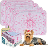 Homimp washable reusable dog pee pad with vintage floral pattern and non-slip backing