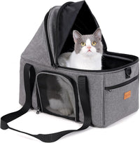 BurgeonNest Top-Expandable Cat Carrier with Semi-Open Canopy - Grey / Large