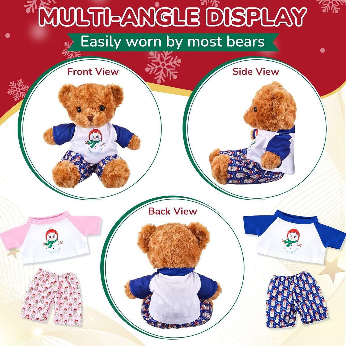 Civaner 2 Pack Bear Clothes Stuffed Animal Outfit Pajamas - Snowman - image 4