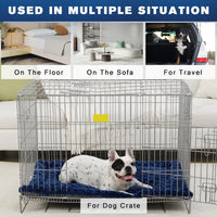 Exsnugy Washable Dog Bed Mat Medium Size Fluffy Pet Crate Pad 36x23 – Essentials for Dogs - Blue / 30.00" x 19.00" x 1.50" - image 3