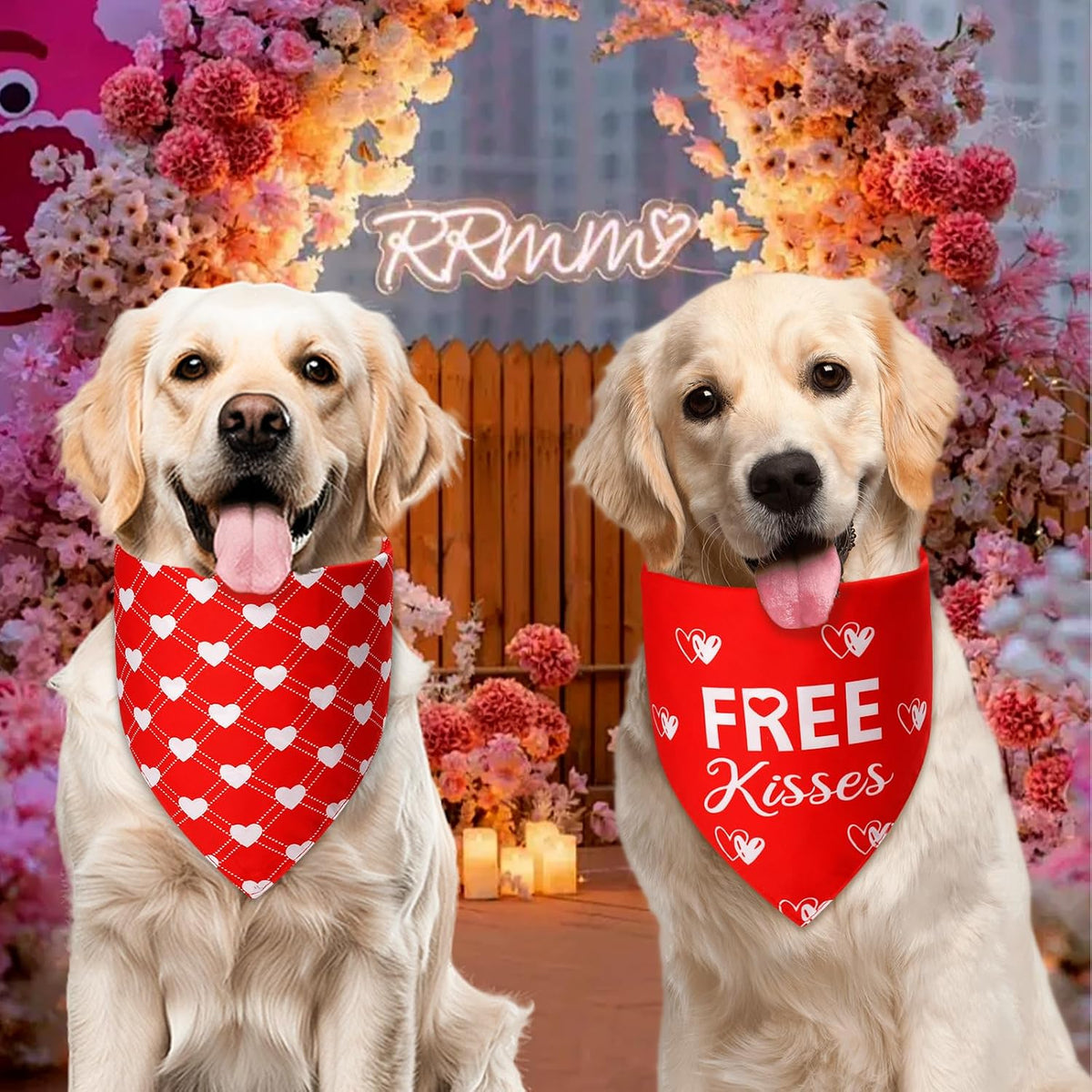 Fall Dog Bandanas Large 3PCS - red pink black / Small - image 4