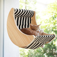 Cat Window Perch, Plywood Moon Bed with 4 Heavy-Duty Suction Cups – Essentials for Cats - stripe