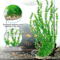 Hamiledyi 23" Tall Aquarium Plastic Plants - 2 Pack Soft Fish Tank Decor, Artificial Green Grass Cluster for Aquariums, Safe Bendable Underwater Plants（Green Style B）