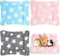 Jetec 3 Pcs Guinea Pig Beds, Fleece Small Animal Mats - Fleece / Star / Blue