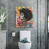 Quorin African American Wall Art Banksy Graffiti Black Woman Pictures Black Girl Wall Decor Canvas Print Painting Artwork for Bathroom Living Room Bedroom 20"x24"