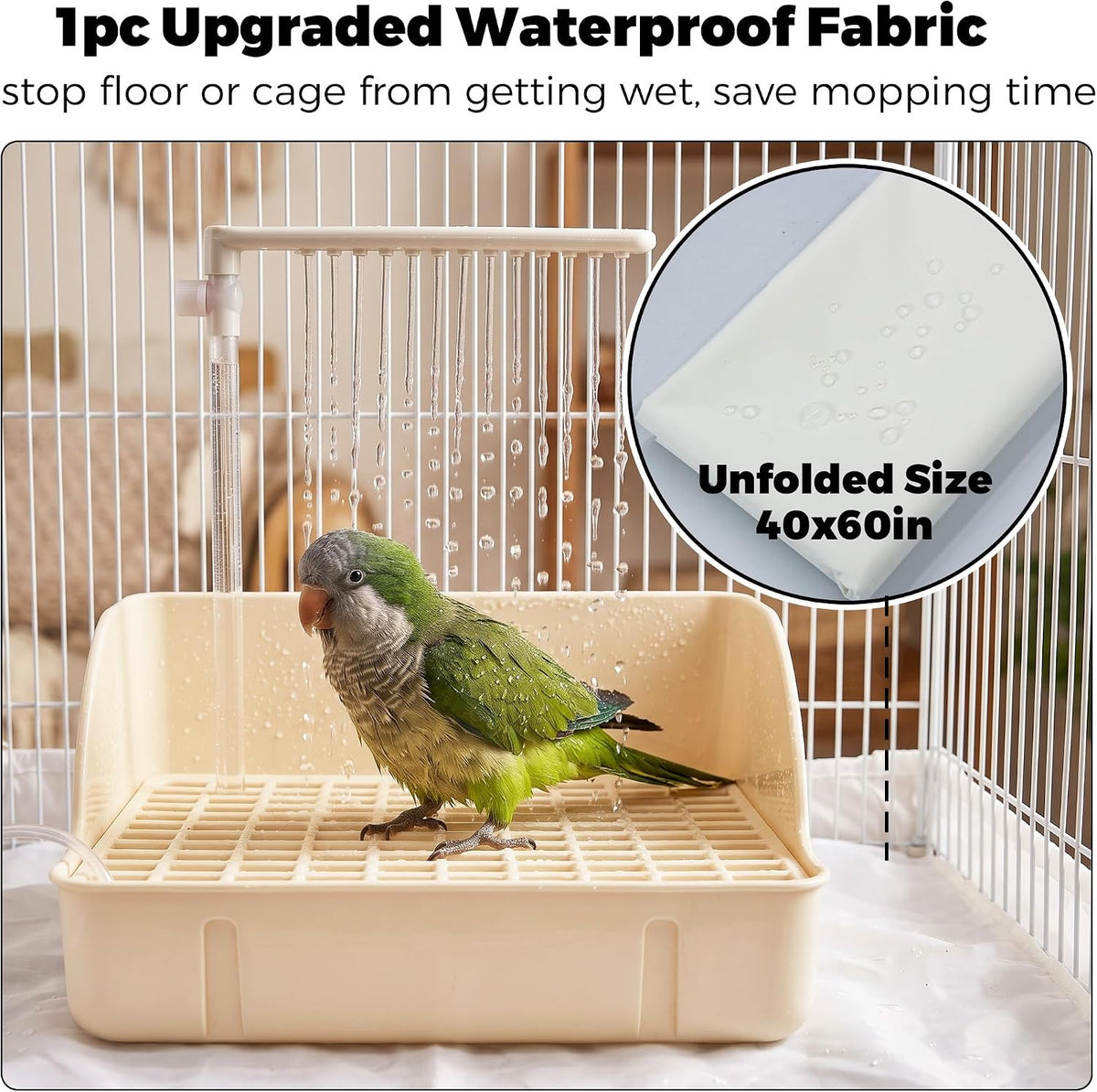 Automatic Parakeet Bird Bath with Pump - White with Control Valve - image 3