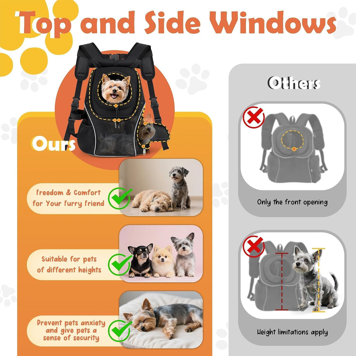 WOYYHO Pet Dog Carrier Backpack - Black 2.0 / Small(2-4.5lbs) - image 2
