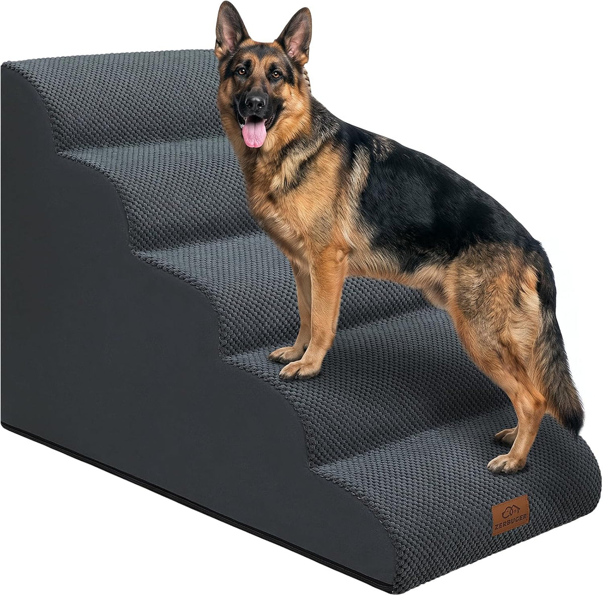 Zerbuger Dog Ramp and Stairs for Bed, Coffee 3 Steps 16" H - Dark Grey / 5