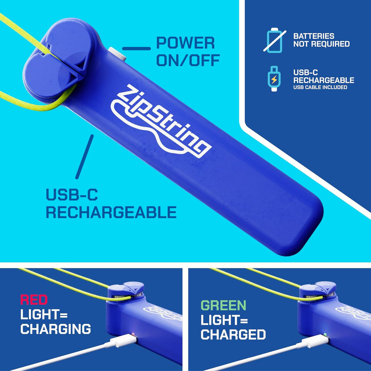 ZipString Original Rope Launcher Toy - Bold Blue - image 2