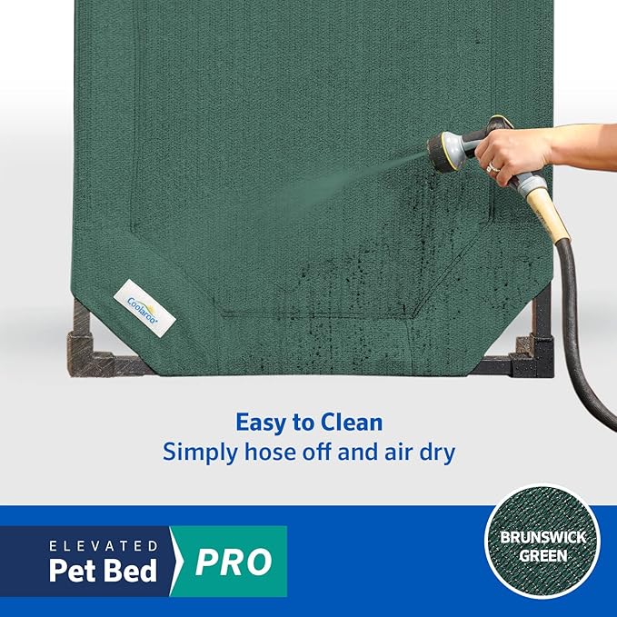 Coolaroo Pro Elevated Dog Bed - Low-Profile Access, Moisture-Resistant Cover, Breathable Fabric & Tool-Free Setup, Brunswick Green, Standard