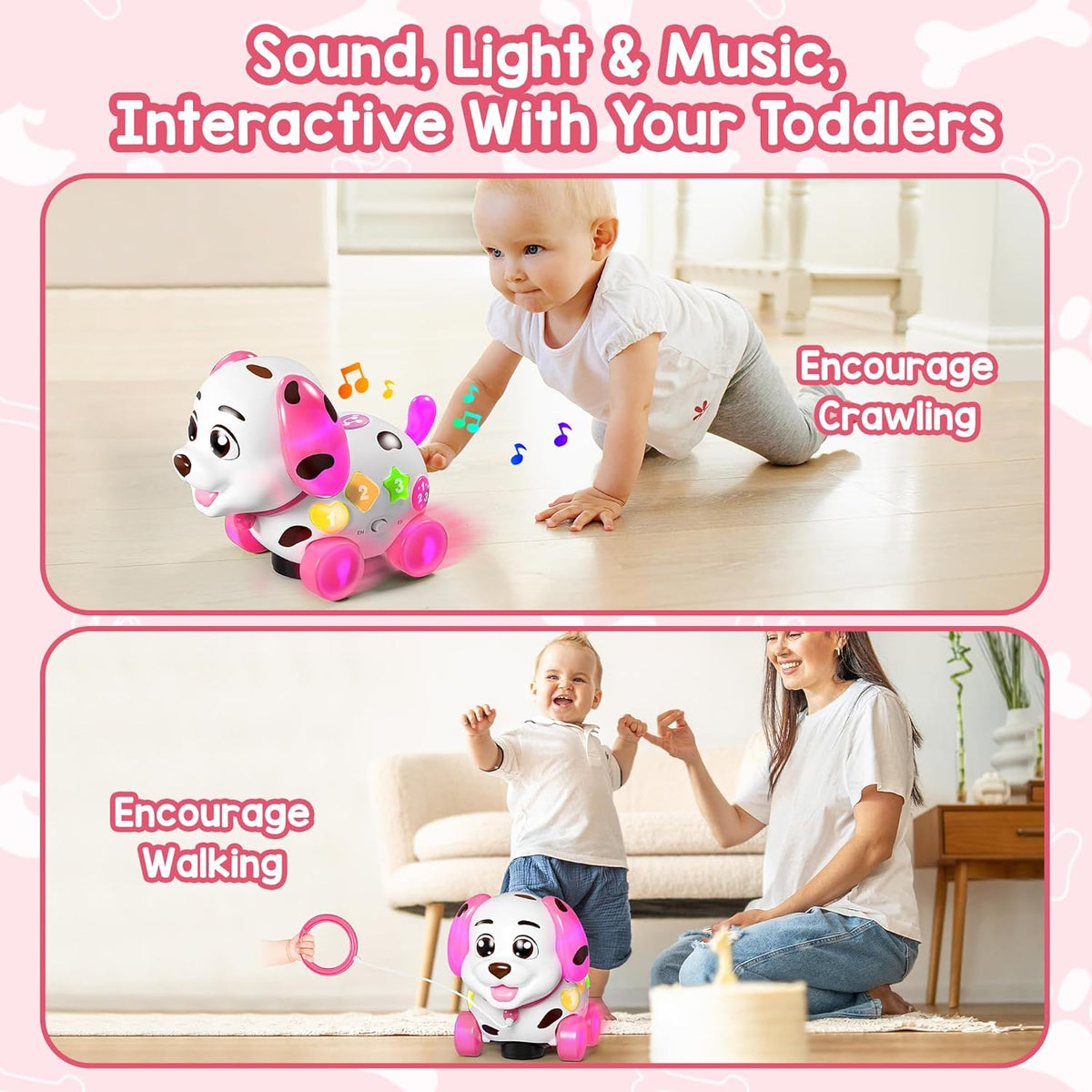 ToddlerCley Musical Puppy Toys for 1 Year Old Girl Gifts - Pink - image 2