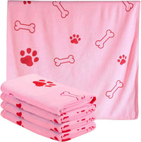 Chumia 4 Pcs Dog Towels for Drying Dog Puppy Bulk Microfiber - 24 x 40 Inch / Pink
