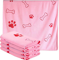 Chumia 4 Pcs Dog Towels for Drying Dog Puppy Bulk Microfiber Absorbent Paw Towel Pet Bathing Supplies Quick Drying for Medium Cats Pets Shower(24 x 40 Inch,Pink)