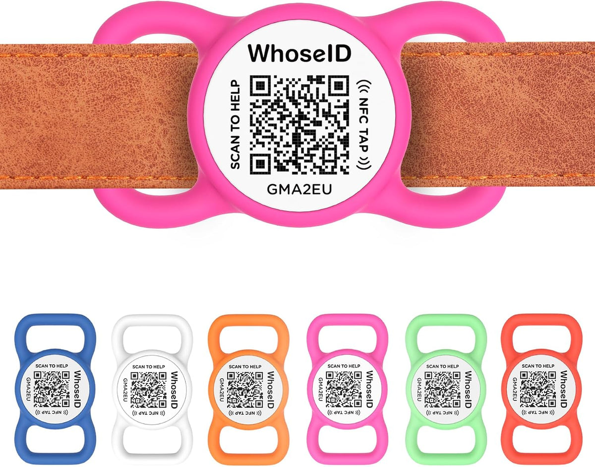 QR Code Dog Tag with NFC, Personalized Pet ID Tag - Regular / Rose