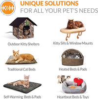 K&H Pet Products EZ Mount Bolster Cat Window Perch for Large Cats, Sturdy Kitty Window Hammock Bed, Steel Frame, Sturdy Suction Cups, Washable Shelf Covers, Foldable - Fits 27"W X 23"H Glass Spaces