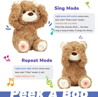 Hopearl Peek A Boo Cow Interactive Repeats What You Say Plush Diary - Bear - image 4