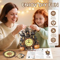 Halloween 3D Puzzles for Adults Halloween Puzzle Clock Adult Craft – Fun for Kids & Family - Halloween Clock - image 3