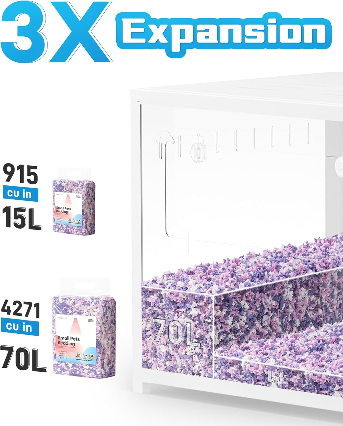 BUCATSTATE Hamster Bedding 15L, 99% Dust-Free Paper Bedding - Lavender / 70L - image 4