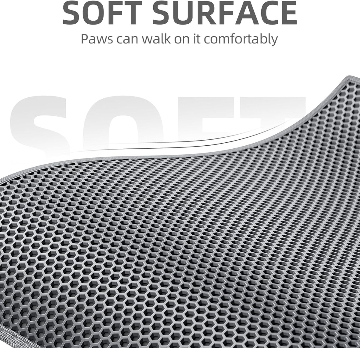 ESTHELLO Cat Litter Mat Honeycomb Double Layer Design 24’’ x 15’’ Gray – Daily Care for Cats - Gray / 36x30 Inch - image 3