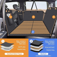 Dog Car Seat Cover for Back Seat, Larger Dog Car Bed Cover with Hard Bottom, Backseat Extender Hammock for Full SizeTruck/SUV 8 Panels - Black